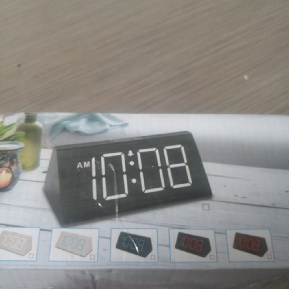 DreamSky Wooden Digital Alarm Clocks for Bedrooms - Electric Desk Clock with Lar